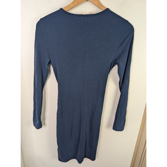 Altar'd State Medium Dress Navy Blue Ribbed Body Con Wrap M - Picture 2 of 3